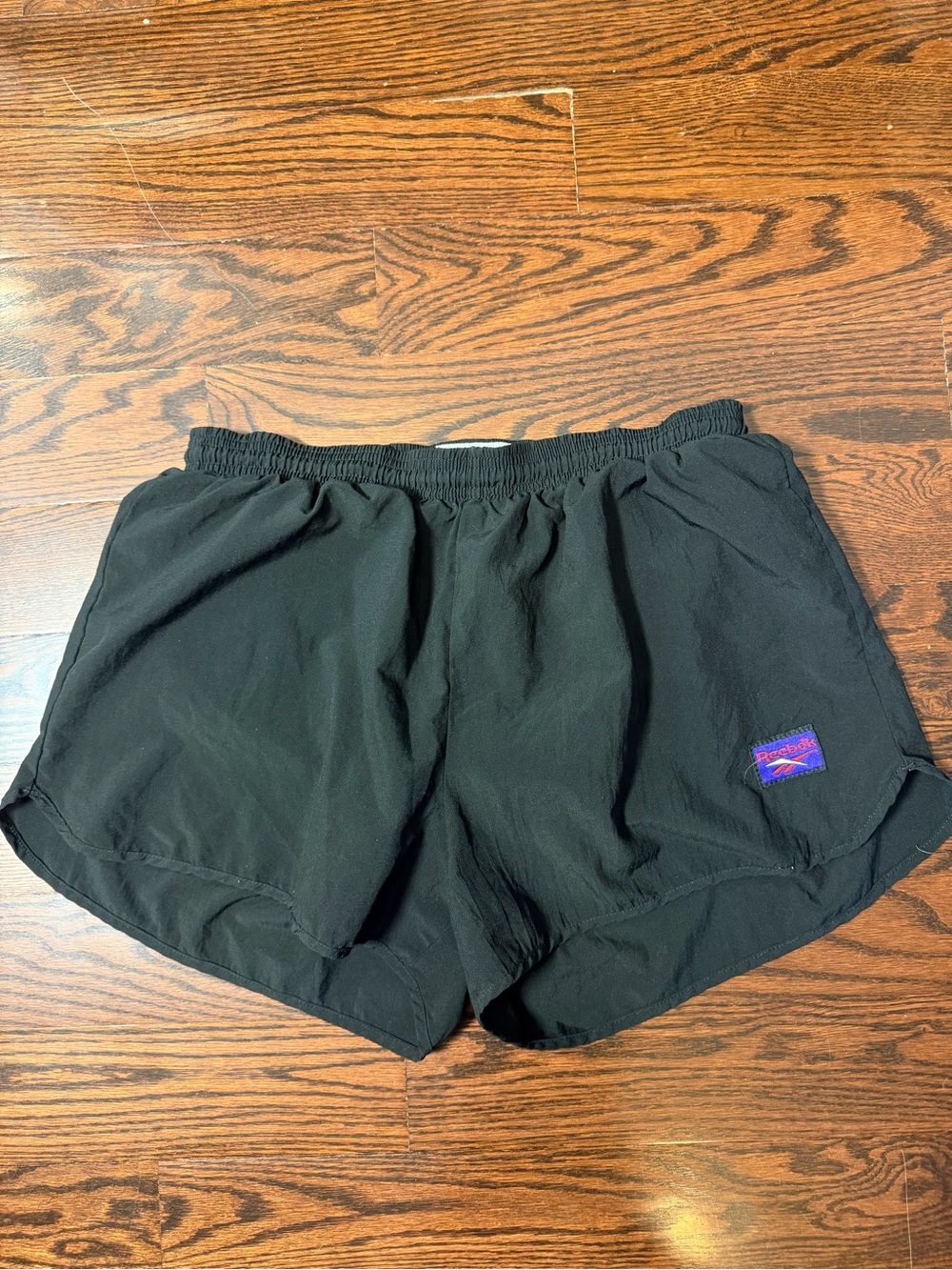 Reebok Mens Vintage Black Shorts Nylon Athletic Running Swimwear Y2K 27”